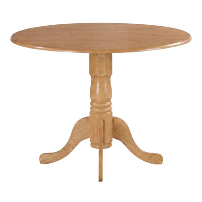 Solid Wood Round Drop-Leaf Kitchen Nook 3-Piece, Slatted Chairs