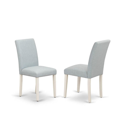 East West Furniture 5-Pc Kitchen and Dining Room Chairs Includes 4 Mid Century Modern Chairs with Upholstered Seat and High Back and a Rectangular Breakfast Table - Linen White Finish