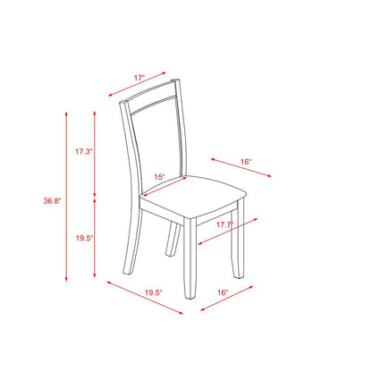 MZC7T48 Modern Dining Chairs - Coffee Linen Fabric Seat and High Chair Back - Distressed Jacobean Finish (SET OF 2)