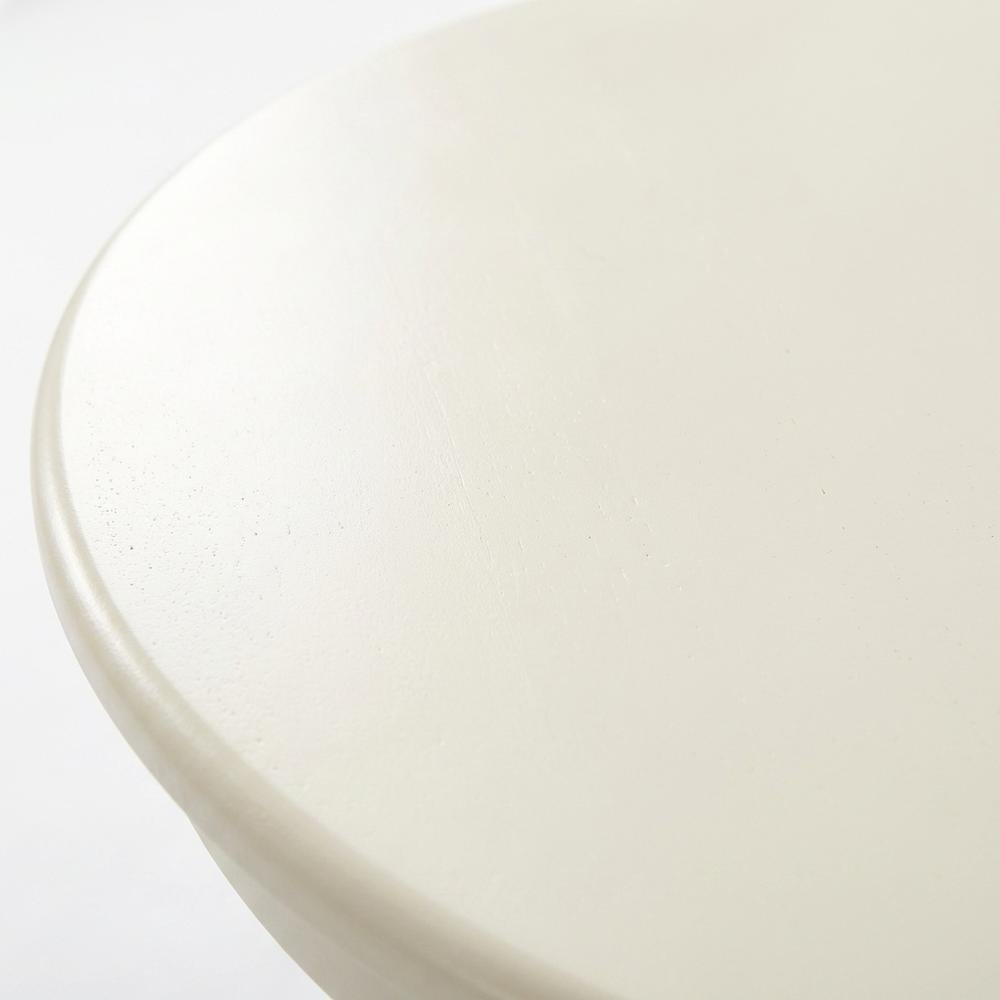Linen White Round Pedestal Dining Table, Traditional, Seats 4