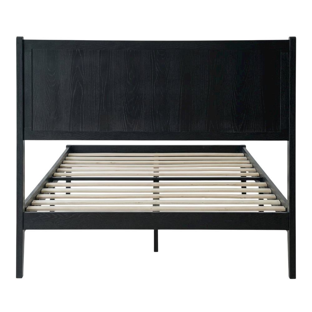 Solid Wood Platform Bed, Headboard & Footboard, No Box Spring, Ebony Oak, King