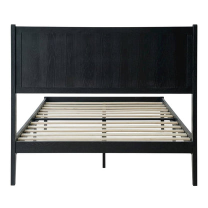 Solid Wood Platform Bed, Headboard & Footboard, No Box Spring, Ebony Oak, King
