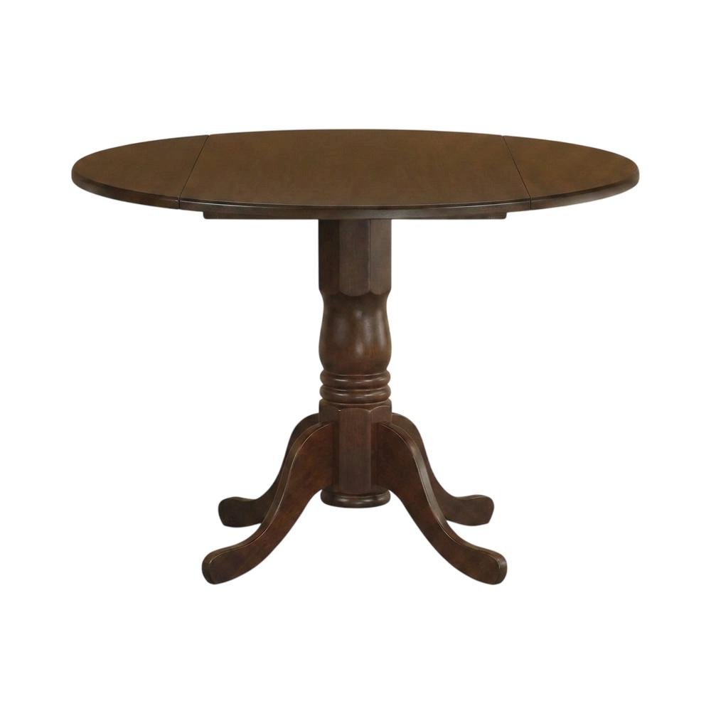 Solid Wood Round Drop-Leaf Kitchen Table & Chairs 5-Piece Set, Espresso