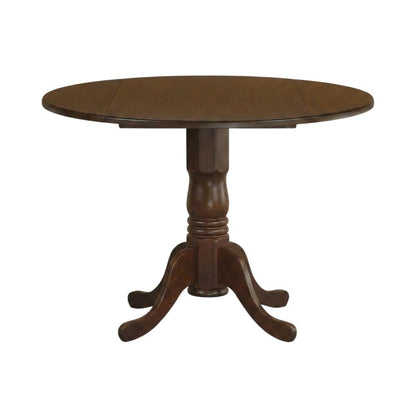 Solid Wood Round Drop-Leaf Kitchen Table & Chairs 5-Piece Set, Espresso