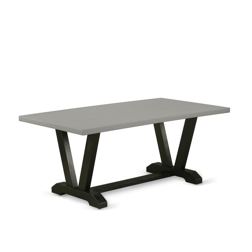 East West Furniture V697EL635-6 - 6-Piece Small Dining Table Set - 4 Kitchen Parson Chairs, a Beautiful Bench and a Rectangular Wood Table Solid Wood Frame