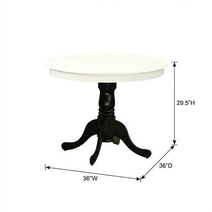 Linen White Round Pedestal Dining Table, Traditional, Seats 4