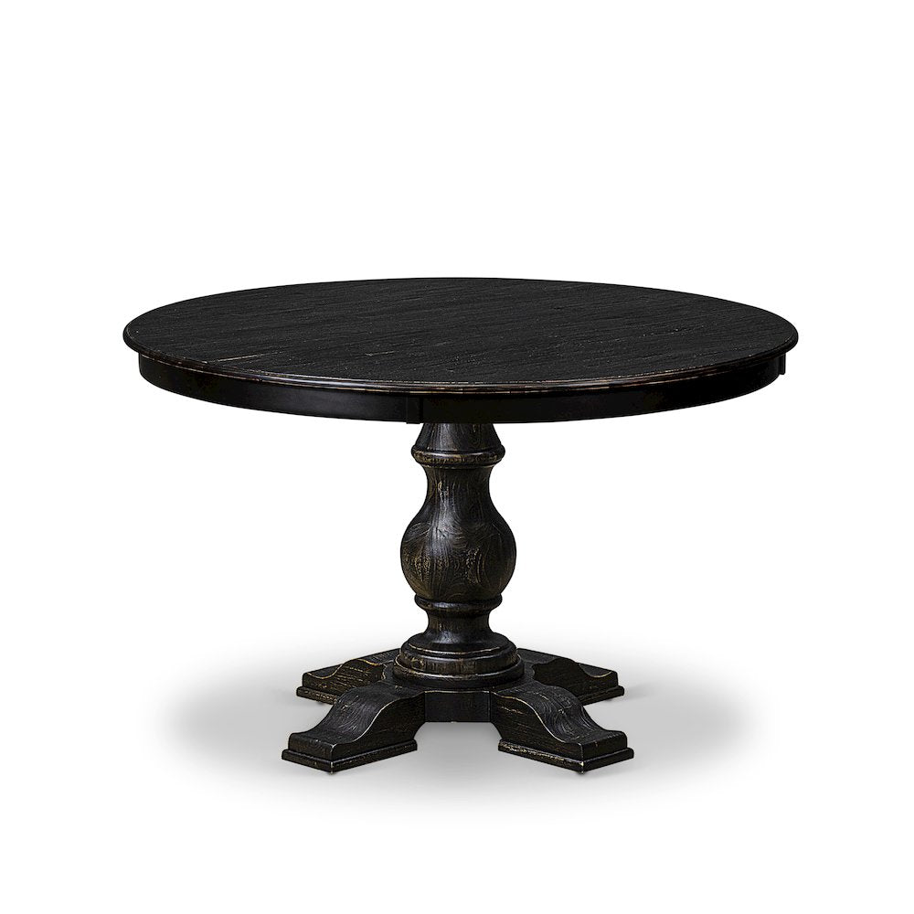 5 Piece Dining Room Set Consists Of 48" Round Table In Black Color