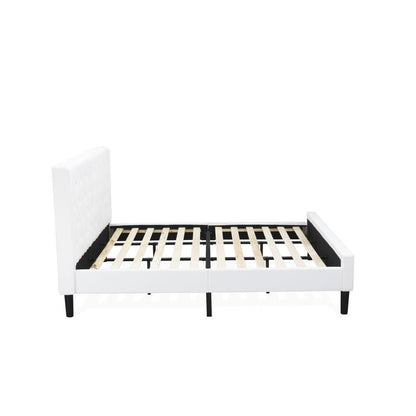 NL19K-1VL0C 2 Pc Bed Set - 1 Bed White Velvet Fabric Headboard and 1 Night Stand - Wire Brushed Butter Cream Finish Nightstand