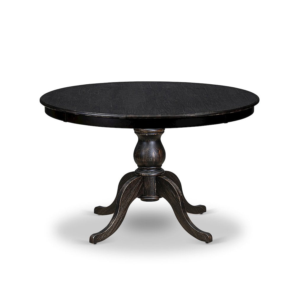 7 Piece Kitchen Table Set Consists Of 48" Round Table In Black Color