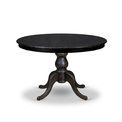 7 Piece Kitchen Table Set Consists Of 48" Round Table In Black Color