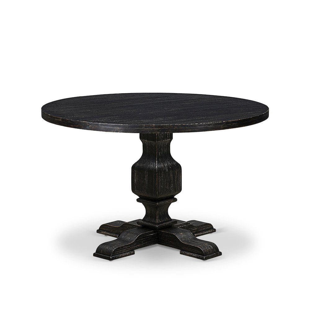7 Piece Kitchen Table Set Contains 48" Round Table In Black Color