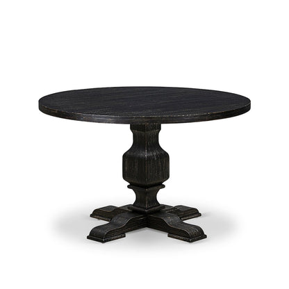7 Piece Kitchen Table Set Contains 48" Round Table In Black Color