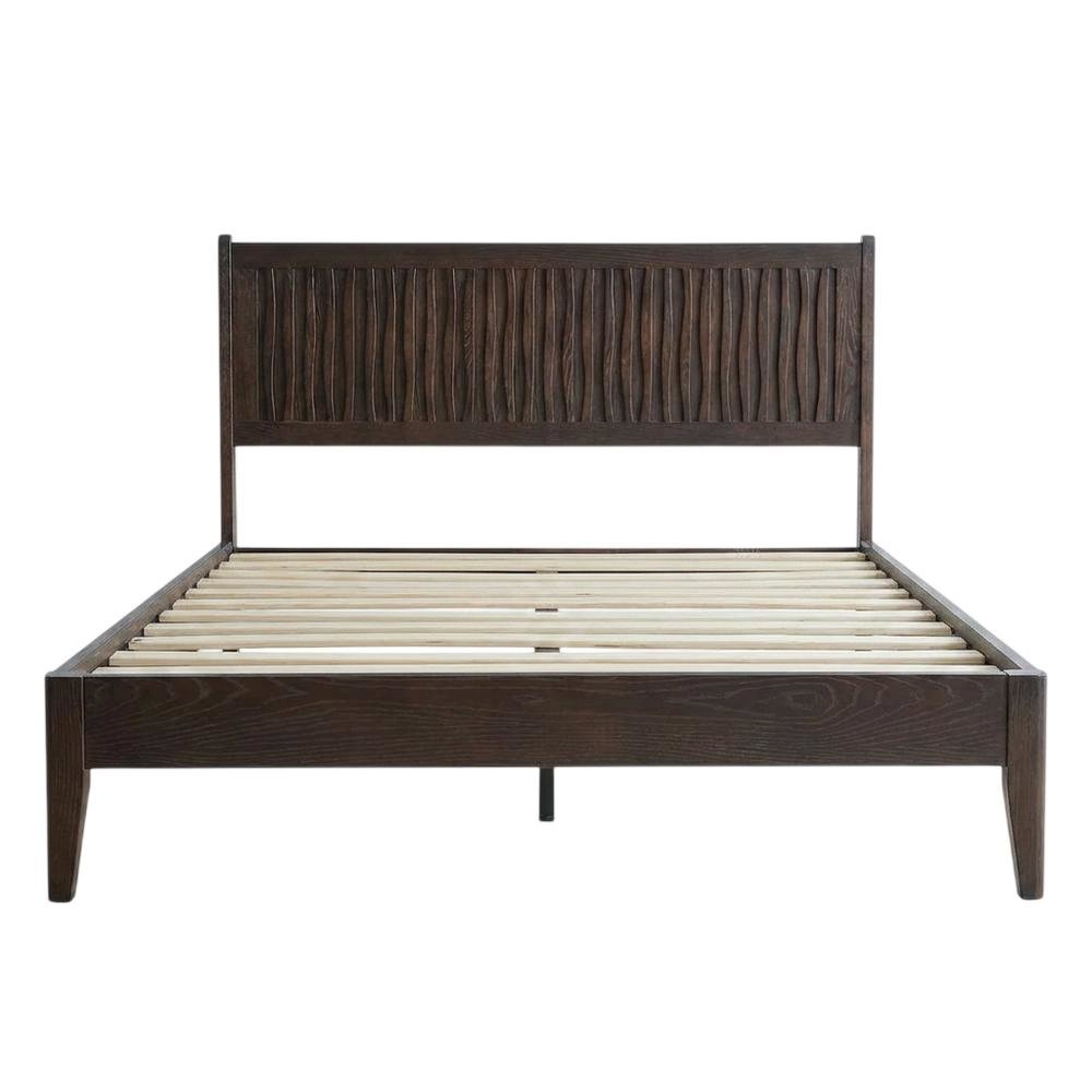 Solid Wood Platform Bed, Headboard & Footboard, No Box Spring, Dark Roast, Queen
