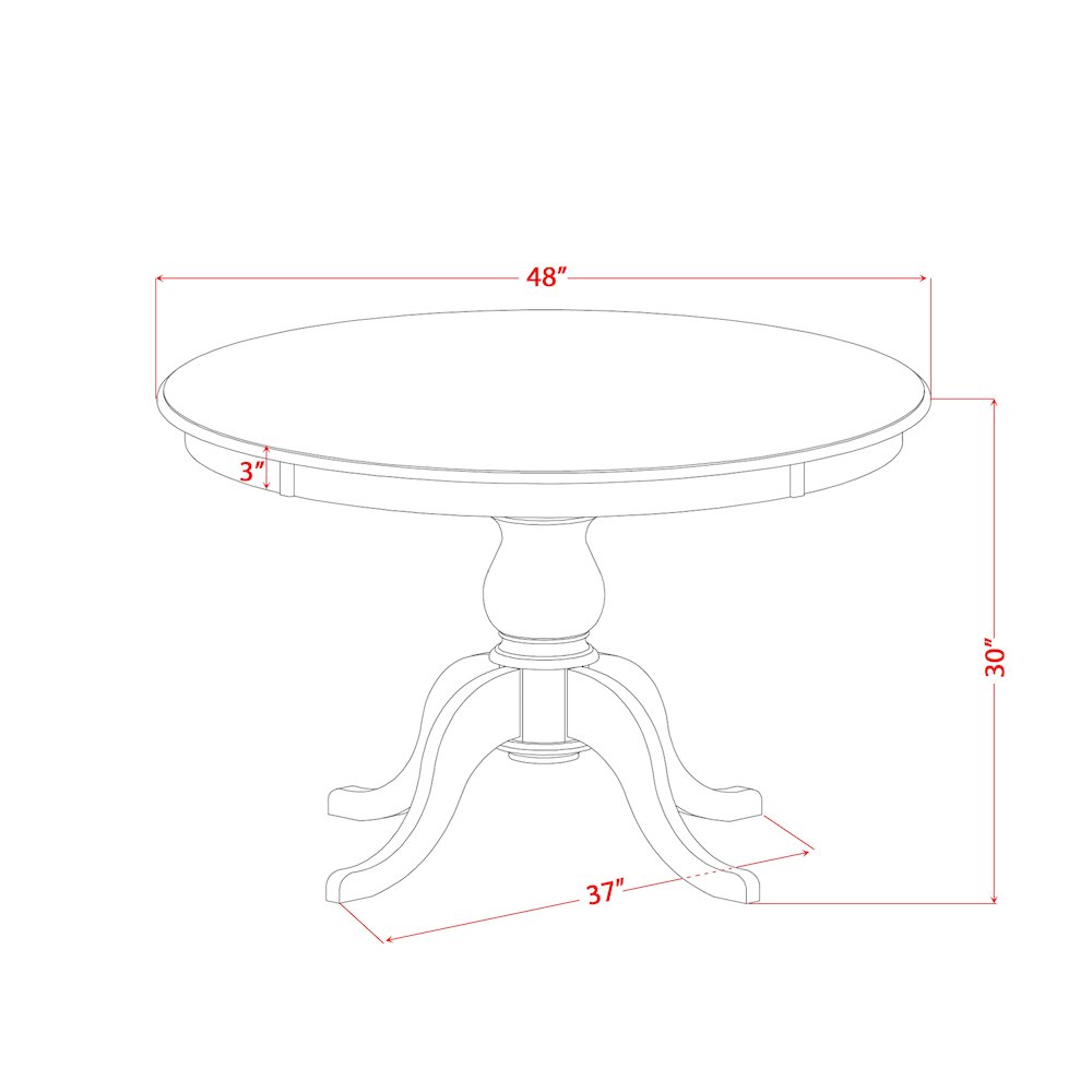 7 Piece Kitchen Table Set Consists Of 48" Round Table In Black Color