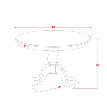 7 Piece Kitchen Table Set Consists Of 48" Round Table In Black Color