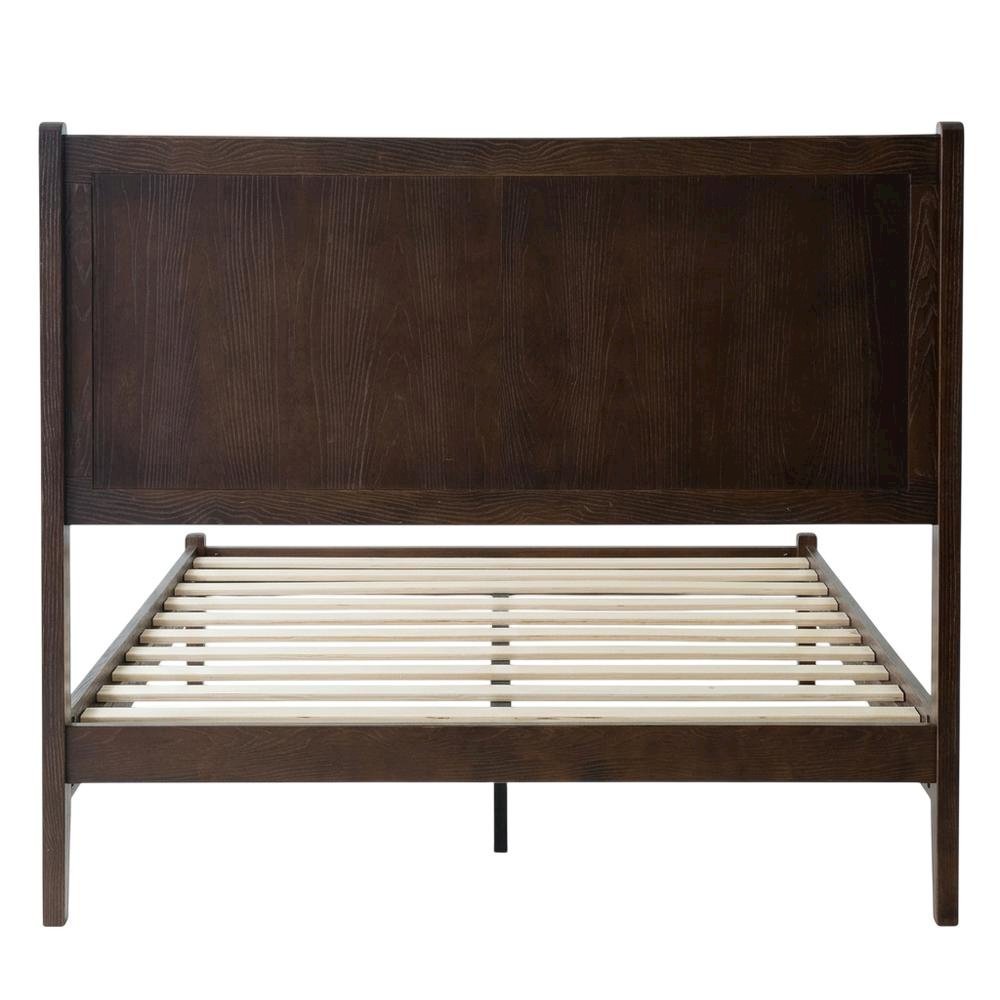Solid Wood Platform Bed, Headboard & Footboard, No Box Spring, Dark Roast, Queen
