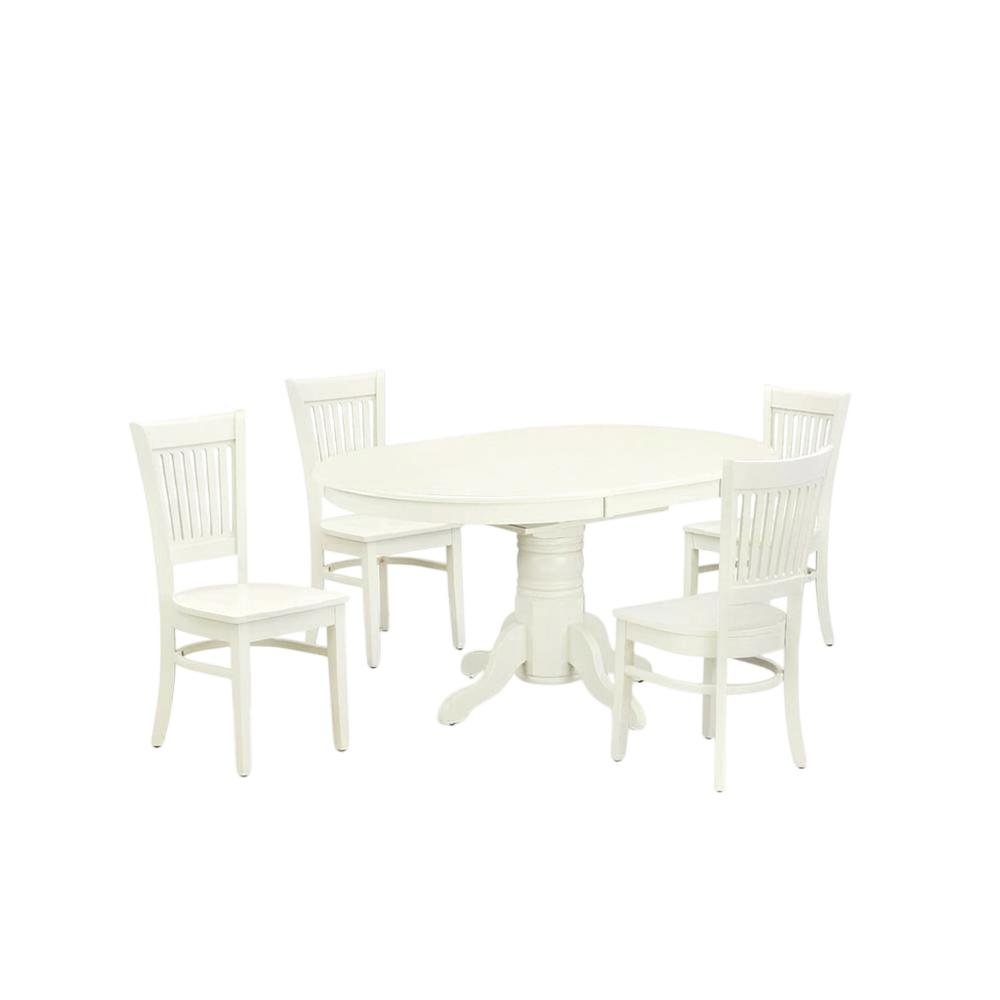 Oval Dining Table 5-Piece Set, Butterfly Leaf & Mid-Century Chairs