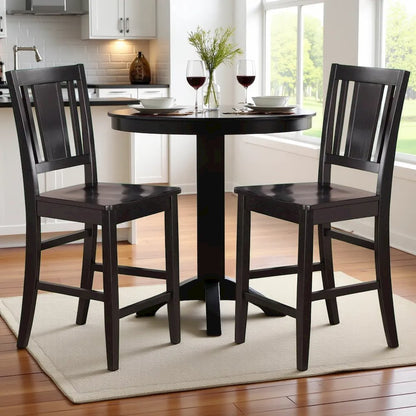 Elegant Counter Height Chairs – Wooden Bar Stools with Back, Black