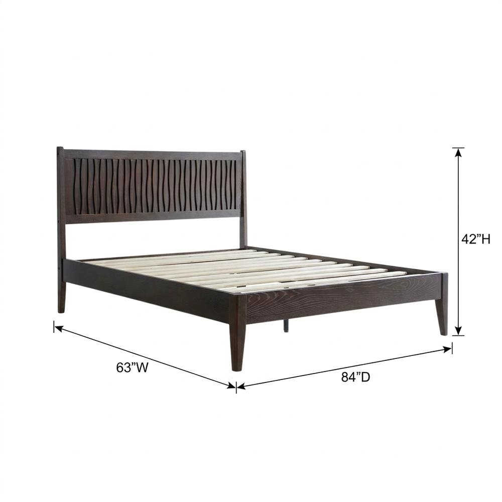 Solid Wood Platform Bed, Headboard & Footboard, No Box Spring, Dark Roast, Queen