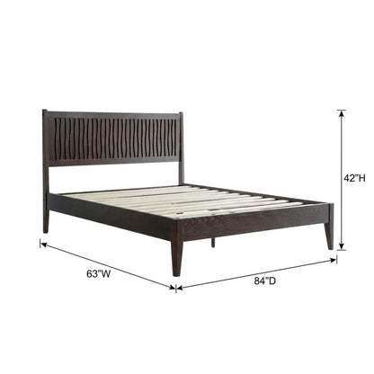 Solid Wood Platform Bed, Headboard & Footboard, No Box Spring, Dark Roast, Queen
