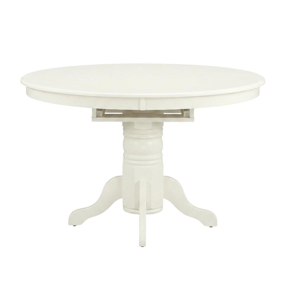 Butterfly Leaf Dining Table 7-Piece, Slatted-Back Wood Chairs, Linen White