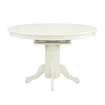 Butterfly Leaf Dining Table 7-Piece, Slatted-Back Wood Chairs, Linen White