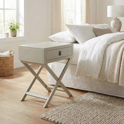 Urban Gray Night Stand with Compact Design and Versatile Storage