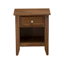 Small Nightstand with Wood Drawer in Antique Walnut Finish for Bedroom Storage
