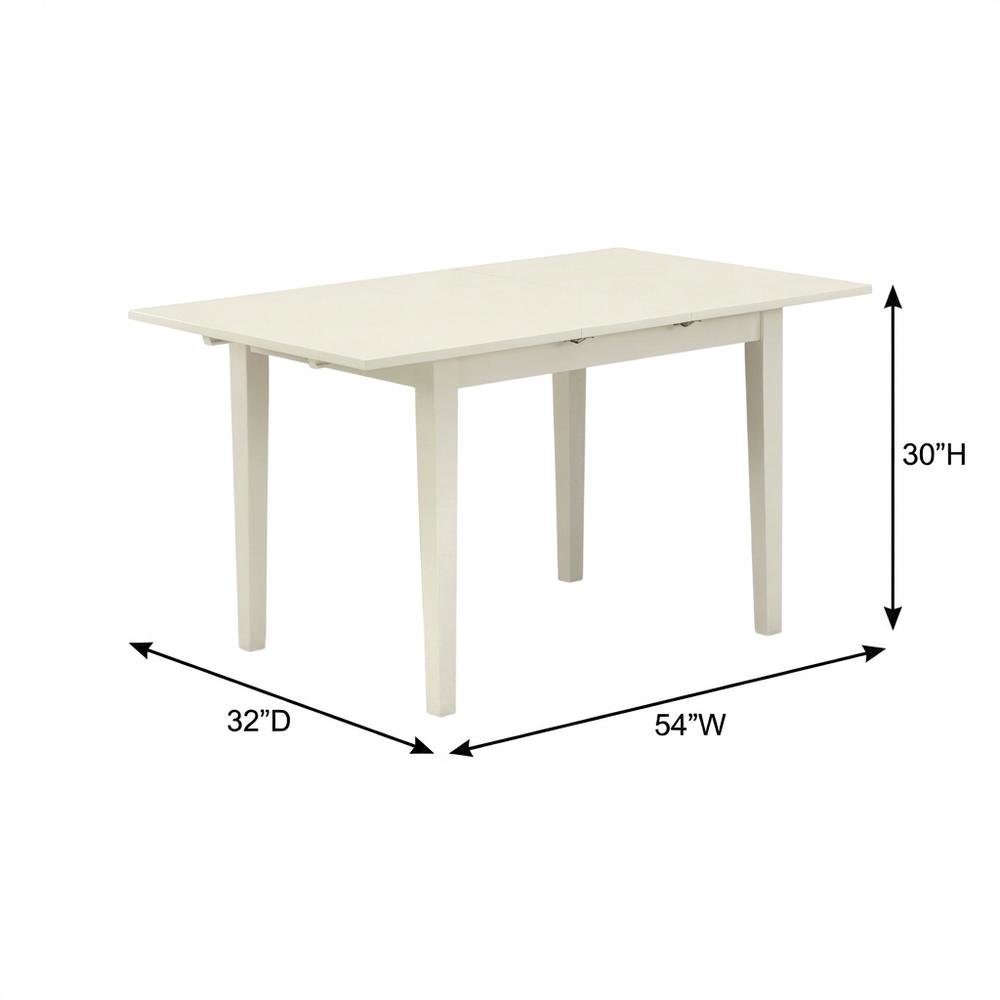 Linen White Rectangular Dining Table, Butterfly Leaf, Seats 4