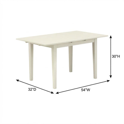 Linen White Rectangular Dining Table, Butterfly Leaf, Seats 4