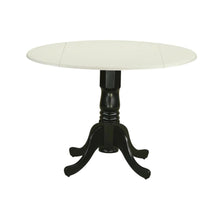 Linen White Drop Leaf Round Table, Pedestal Base, Seats 4