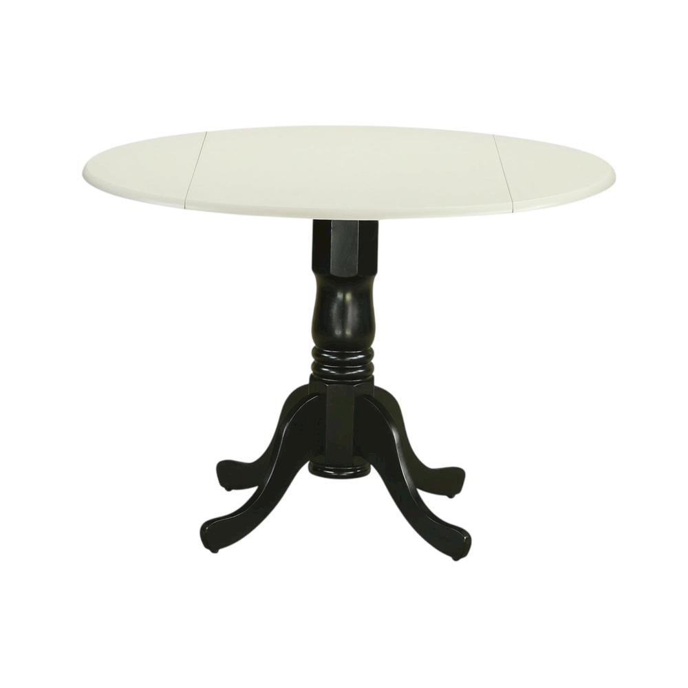 Linen White Drop Leaf Round Table, Pedestal Base, Seats 4