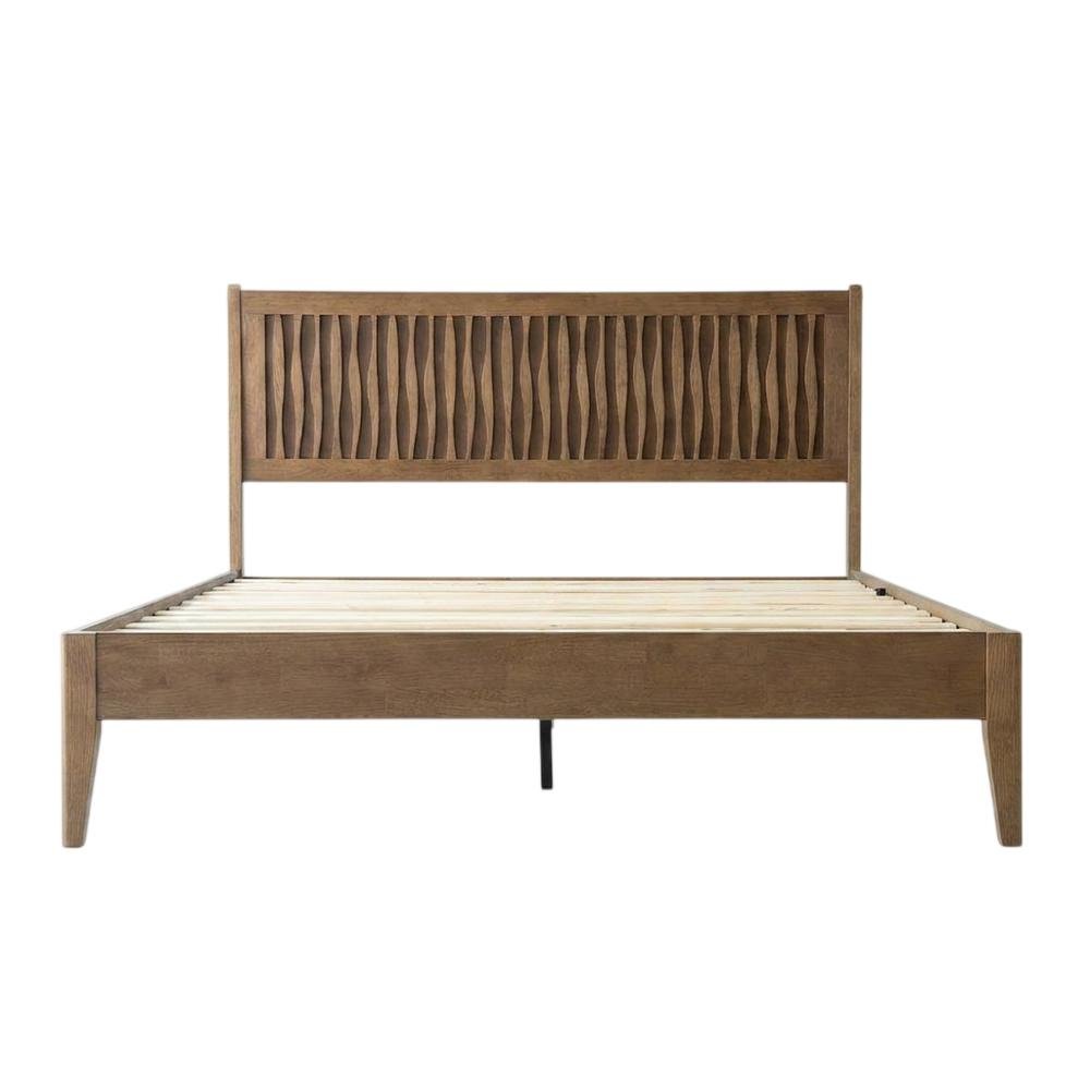 Solid Wood Platform Bed, Headboard & Footboard, No Box Spring, Barnwood, Queen