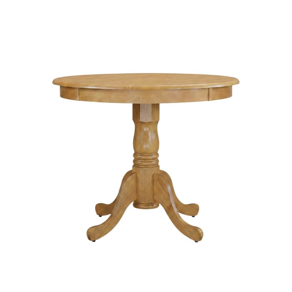 Solid Wood Round Dining Table & Chairs 3-Piece Set, Small Dinette, Oak