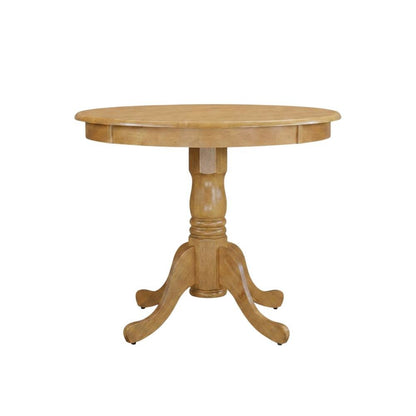 Solid Wood Round Dining Table & Chairs 3-Piece Set, Small Dinette, Oak