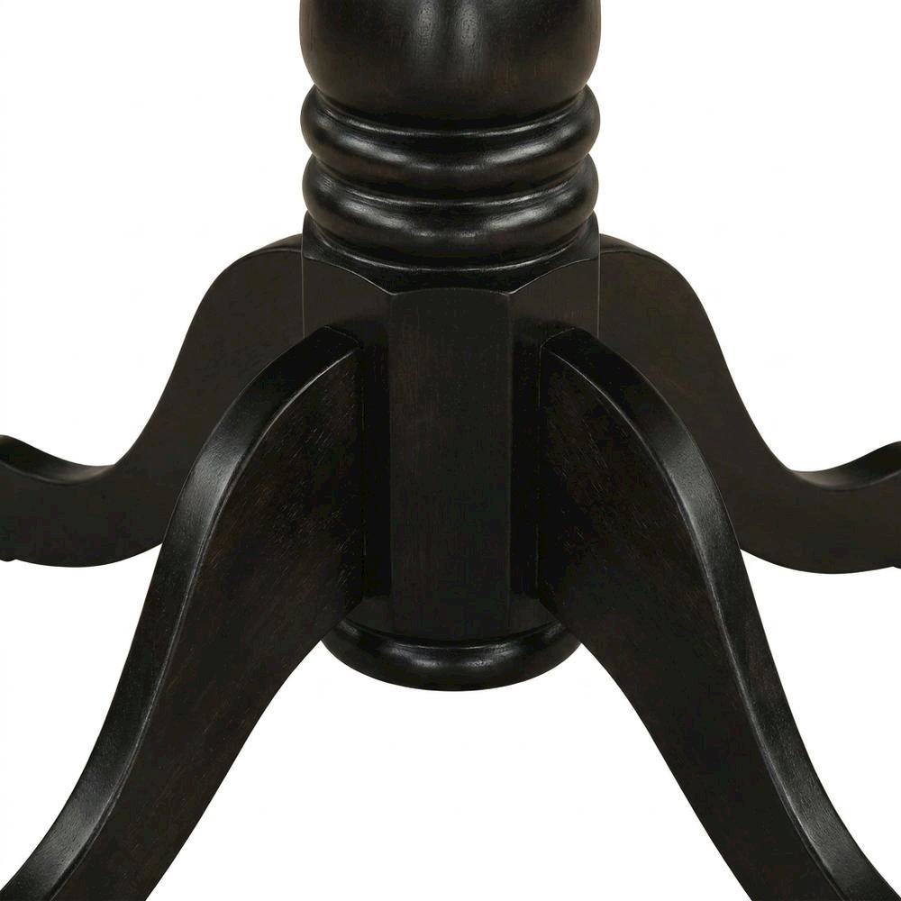 Solid Wood Round Dining Table & Chairs 3-Piece Set, Small Dinette, Black