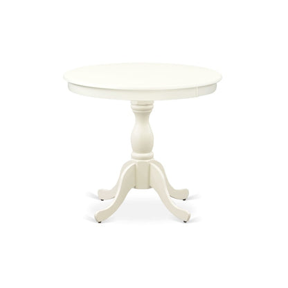AMCL3-LWH-W 3 Piece Dining Room Set - 1 Pedestal Table and 2 Linen White Wooden Chairs - Linen White Finish