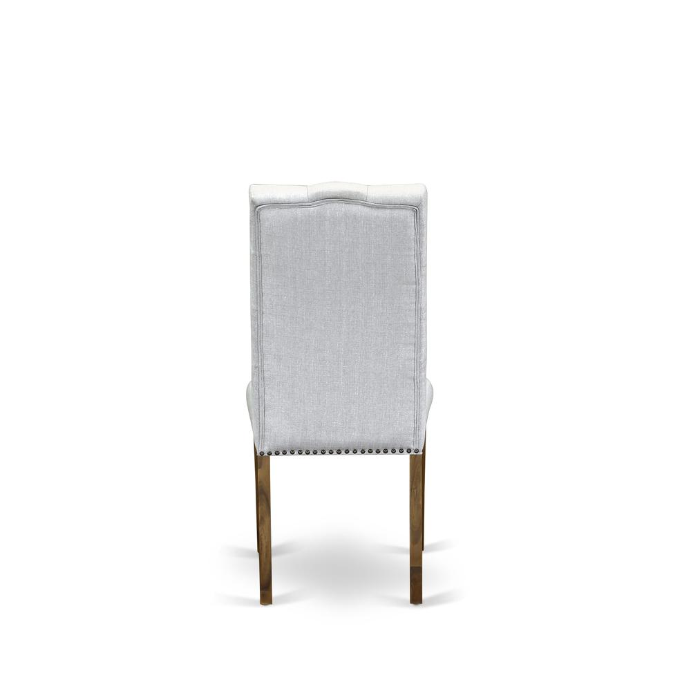 7-pc dining table set with Chair’s Legs and Modern Gray Linen Fabric