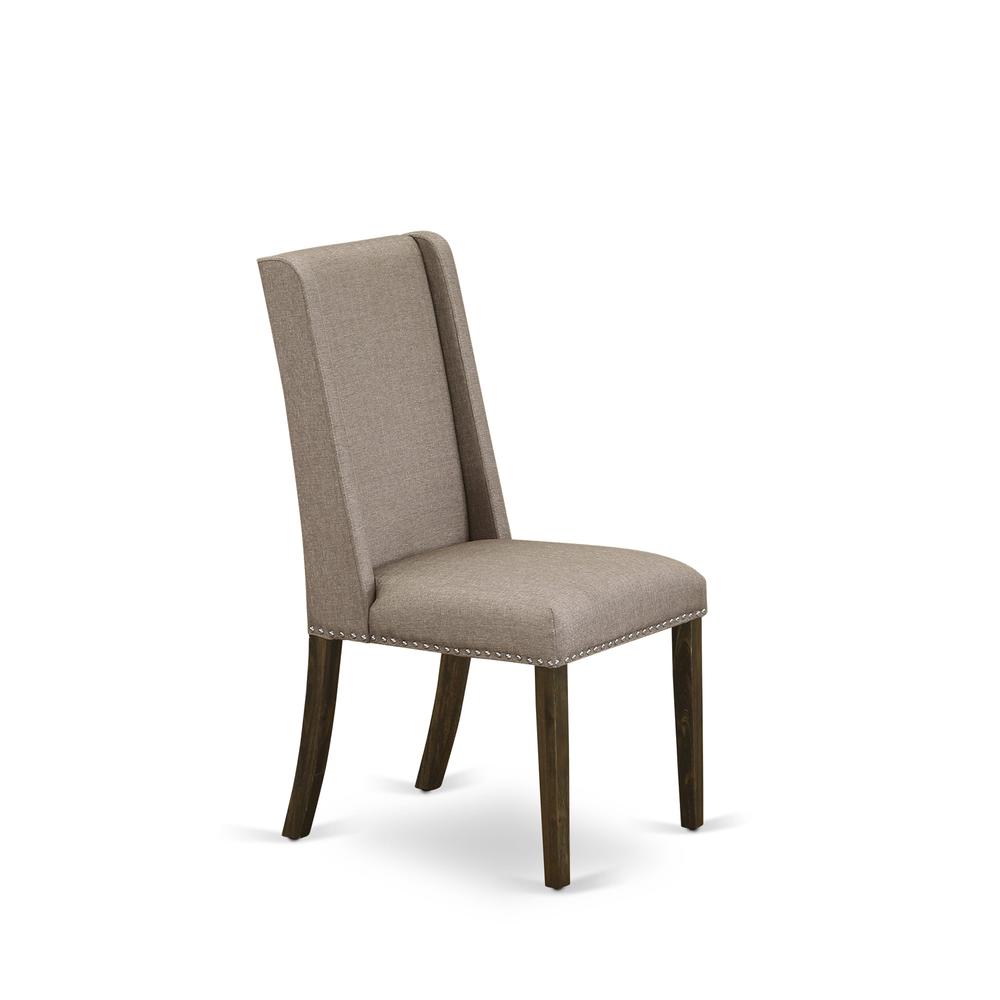 9-piece dining set with Chair’s Legs and Dark Khaki Linen Fabric