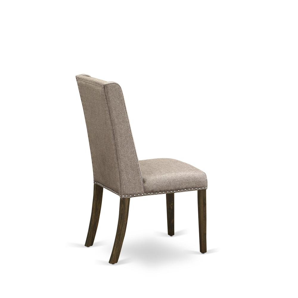 9-piece dining set with Chair’s Legs and Dark Khaki Linen Fabric