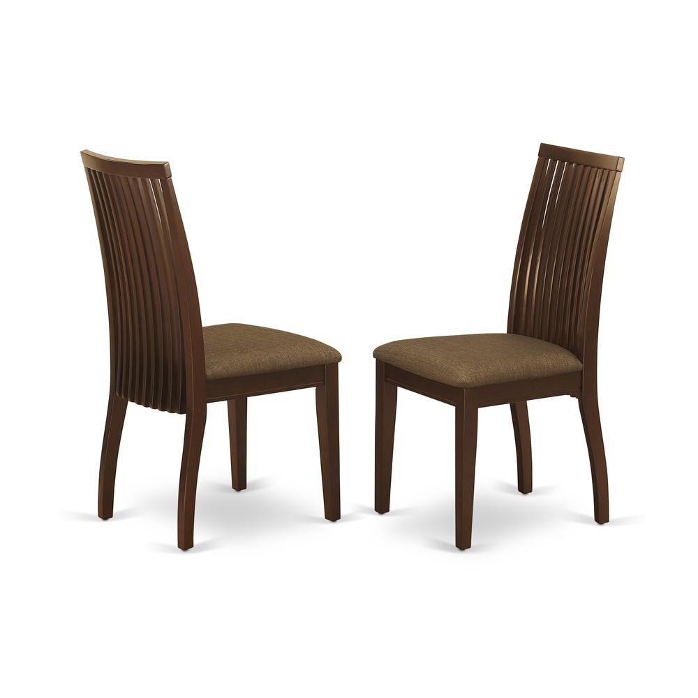 East West Furniture - ESIP3-MAH-C - 3-Pc Modern Dining Room Table Set - 2 Wood Dining Chairs and 1 Kitchen Dining Table (Mahogany Finish)