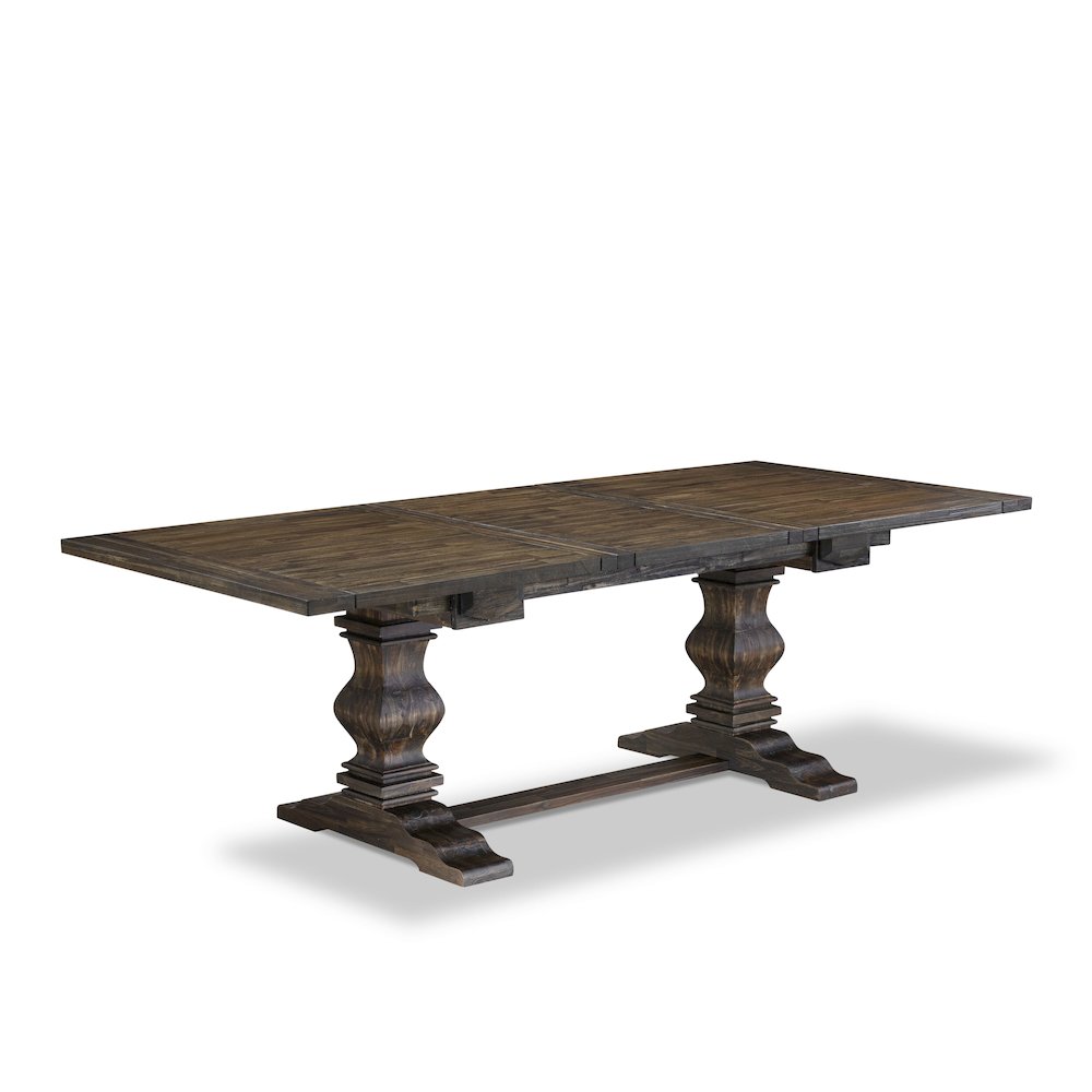 7-piece kitchen table set with Chair’s Legs and Mineral Blue Linen Fabric