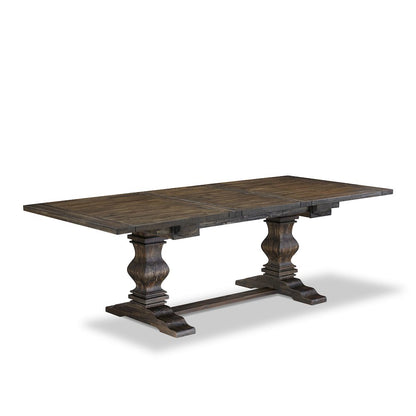 7-piece kitchen table set with Chair’s Legs and Mineral Blue Linen Fabric