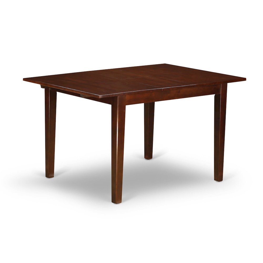 East West Furniture MLFO5-MAH-46 5-Pc Dinette Room Set Includes 1 Butterfly leaf Rectangular Dining Table and 4 Brown Linen Fabric Padded Parson Chair with Button Tufted Back - Mahogany Finish