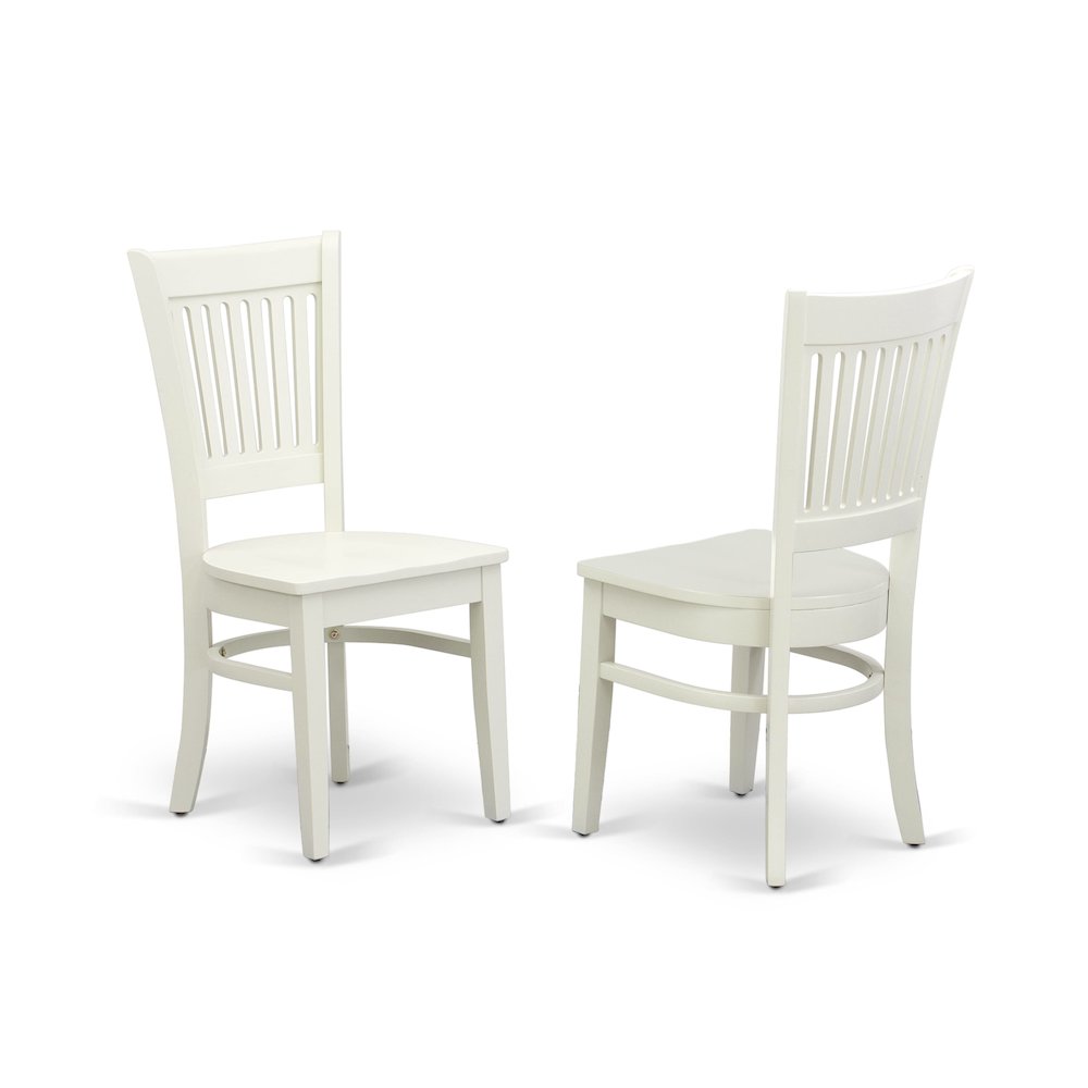 AMVA3-LWH-W - 3-Pc Dining Room Table Set- 2 Dining Room Chair and Dining Table - Wooden Seat and Slatted Chair Back (Linen White Finish)