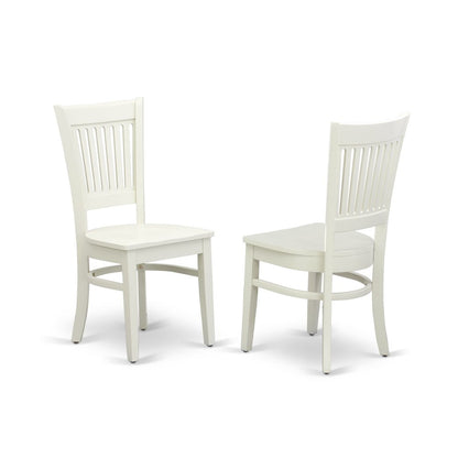 AMVA3-LWH-W - 3-Pc Dining Room Table Set- 2 Dining Room Chair and Dining Table - Wooden Seat and Slatted Chair Back (Linen White Finish)