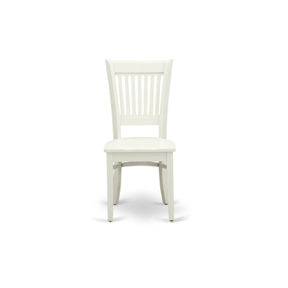 AMVA3-LWH-W - 3-Pc Dining Room Table Set- 2 Dining Room Chair and Dining Table - Wooden Seat and Slatted Chair Back (Linen White Finish)