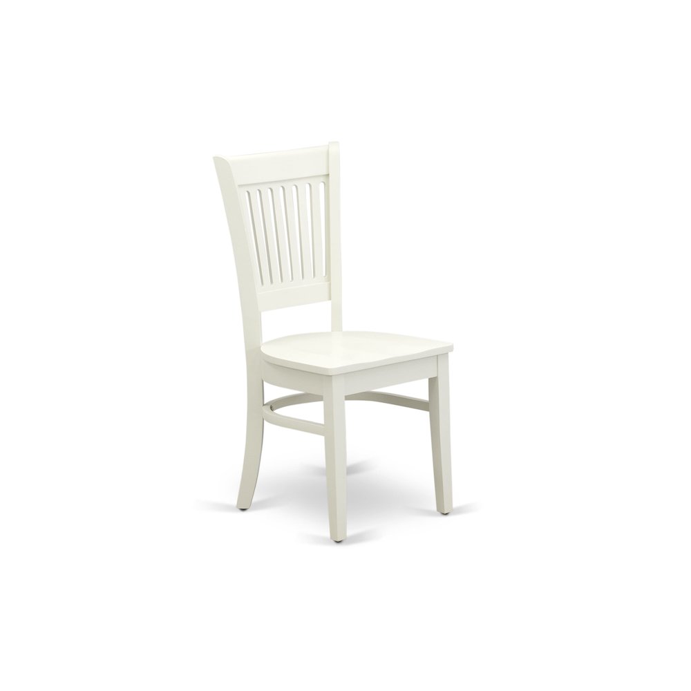 AMVA3-LWH-W - 3-Pc Dining Room Table Set- 2 Dining Room Chair and Dining Table - Wooden Seat and Slatted Chair Back (Linen White Finish)