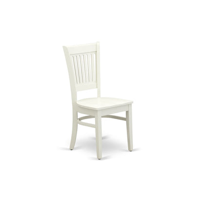 AMVA3-LWH-W - 3-Pc Dining Room Table Set- 2 Dining Room Chair and Dining Table - Wooden Seat and Slatted Chair Back (Linen White Finish)