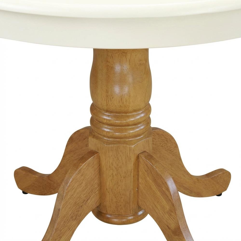 Linen White Oak Round Pedestal Dining Table, Seats 4